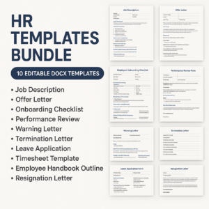 Complete HR Document Templates Pack (DOCX) – 10 Editable Employee Management Forms